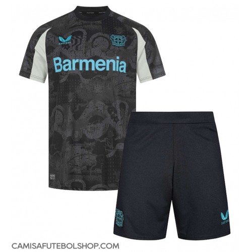 Camisa de time de futebol Bayer Leverkusen Replicas 3º Equipamento Infantil 2024-25 Manga Curta (+ Calças curtas)